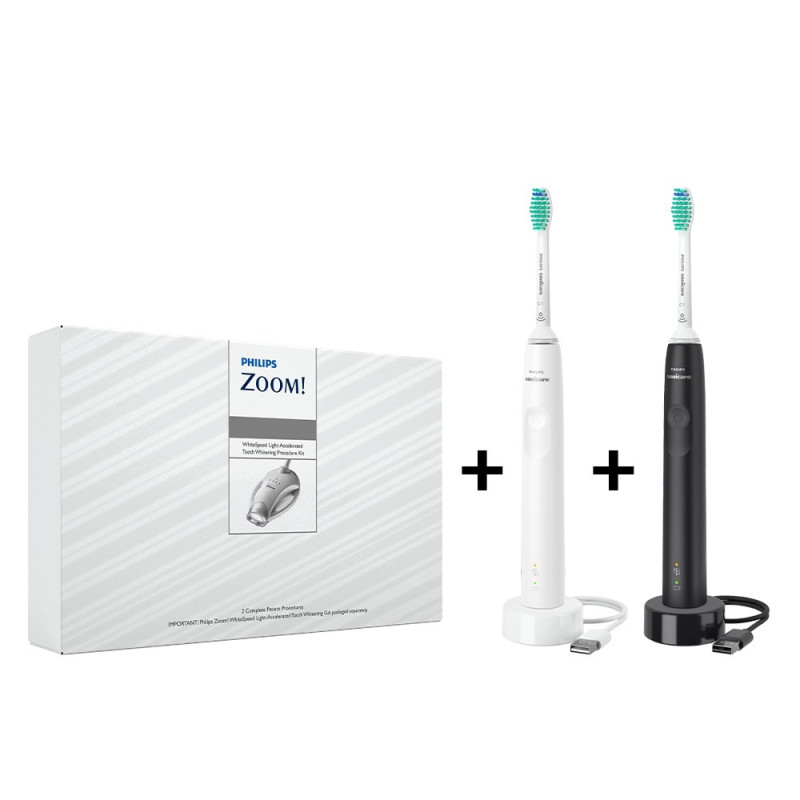 Pachet Zoom Kit Albire 2 pacienti, 25% HP + 2 periute Philips Sonicare 3100