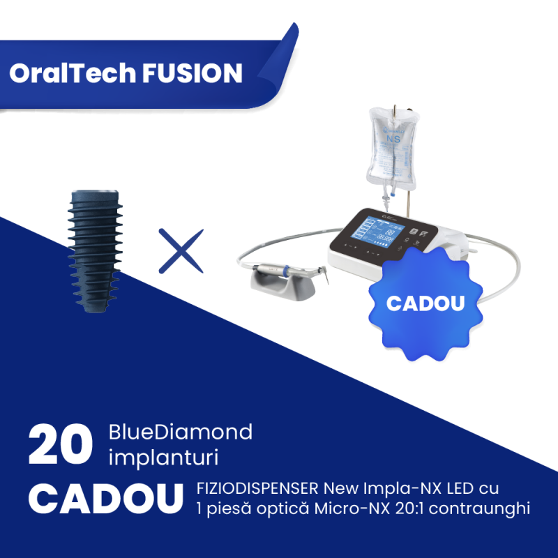 20 implanturi BlueDiamond + Fiziodispenser LED cu o piesa optica contraunghi 20:1 CADOU