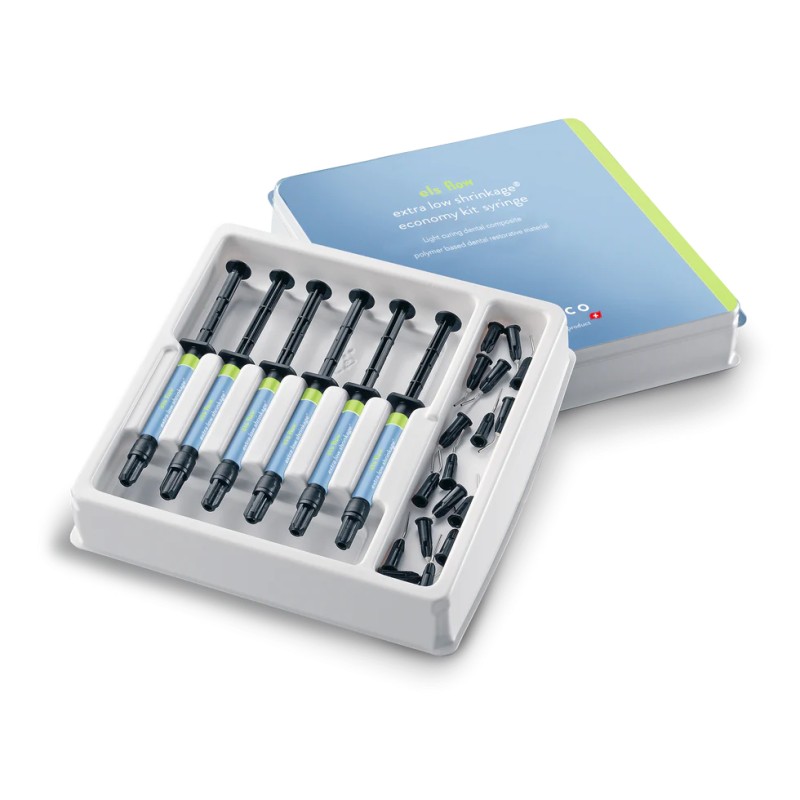 Kit 6 seringi ELS ® (Extra Low Shrinkage) Flow Saremco ( nuante A1, A2, A3 OP., A3.5 / B4, B1, C2)