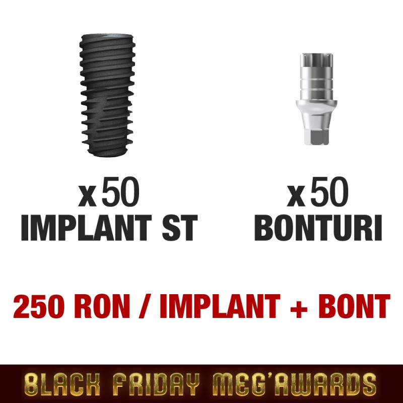 Pachet BlackFriday 50 implanturi ST si 50 bonturi ST (250 Lei/ implant ST+Bont ST)