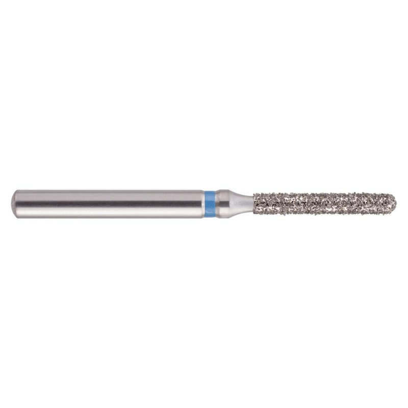 Set 10 x Freza turbina, Diamantata, cilindrica cu varf rotunjit, cap extra lung, medie (albastra), ISO 010, 141-010M