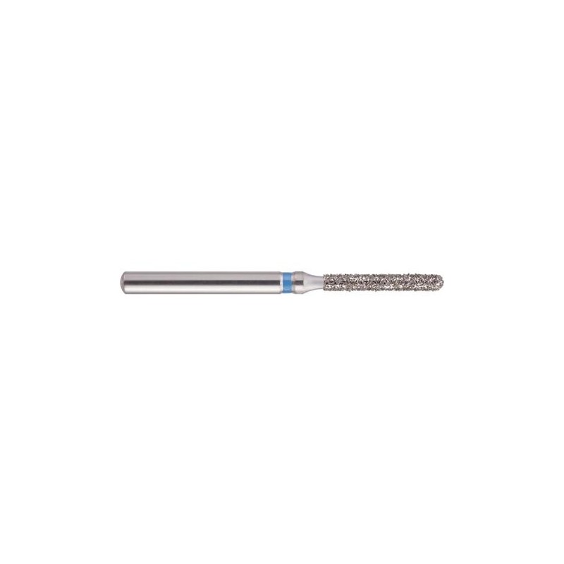 Set 10 x Freza turbina, Diamantata, cilindrica cu varf rotunjit, cap extra lung, medie (albastra), ISO 012, 141-012M