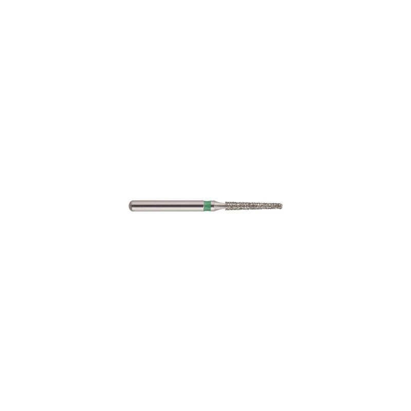 Set 10 x Freza turbina, Diamantata, cilindro-conica, cu varf drept, cap lung, dura (verde), ISO 012, 172-012C