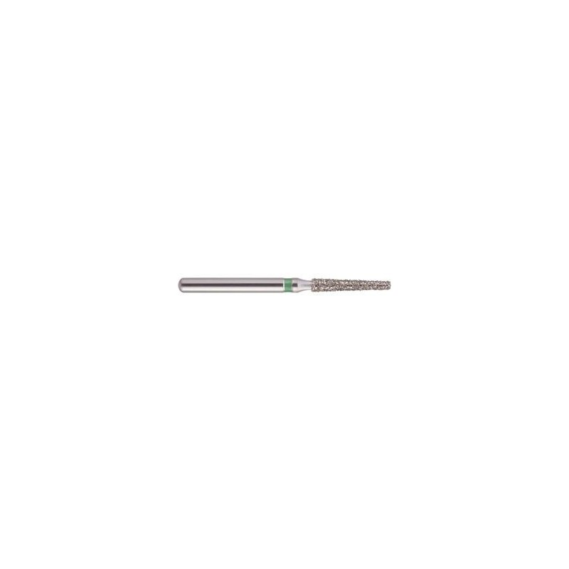 Set 10 x Freza turbina, Diamantata, cilindro-conica cu varf drept, cap lung, dura (verde), ISO 014, 172-014C