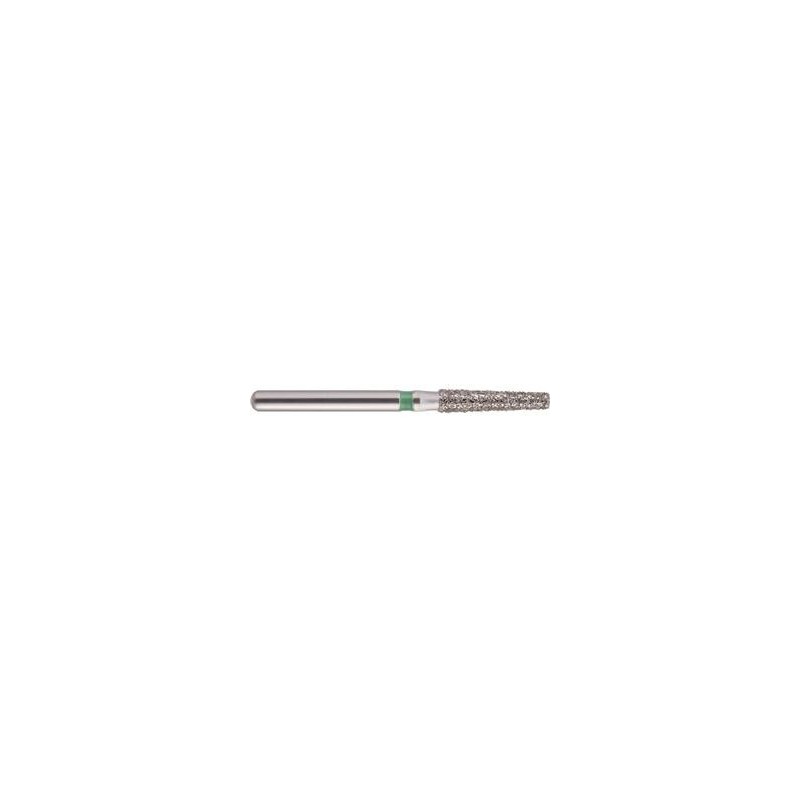 Set 10 x Freza turbina, Diamantata, cilindro-conica cu varf drept, cap lung, dura (verde), ISO 018, 172-018C