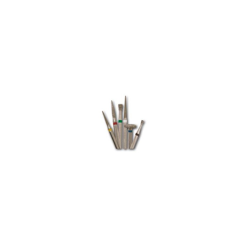 Set 10 x Freza turbina, Diamantata, conica, chiuretaj gingival, cap lung, medie (albastra), ISO 014, 299-014M